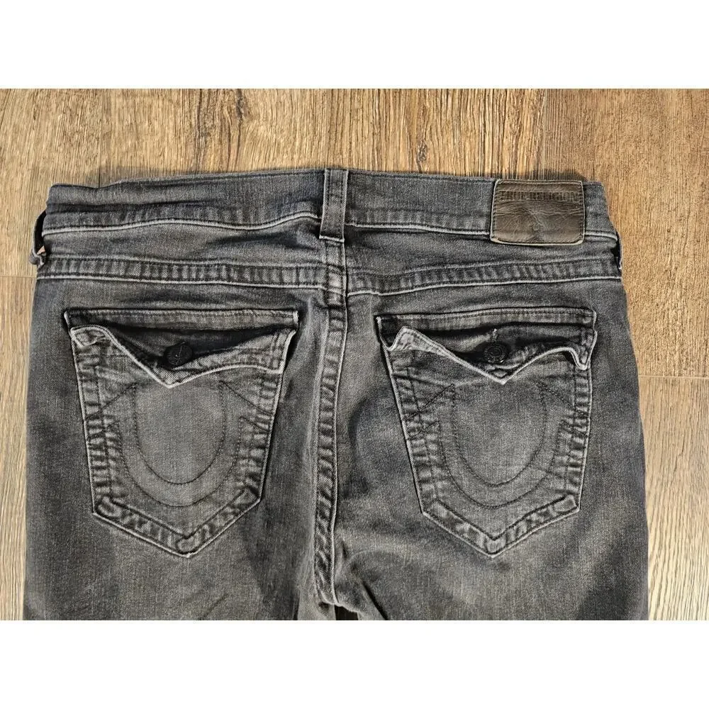 True Religion Jeans Mens 38 Black Fade Ricky Relaxed Straight Pockets Stretch